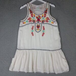 Lovers + Friends Dress Women's Medium White Floral Embroidered Boho Drop Waist